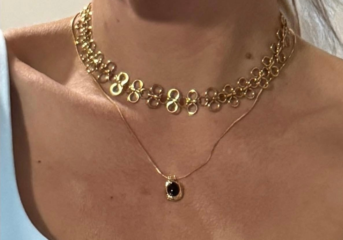 Dax 18K Gold Non-Tarnish Natural Stone Necklace