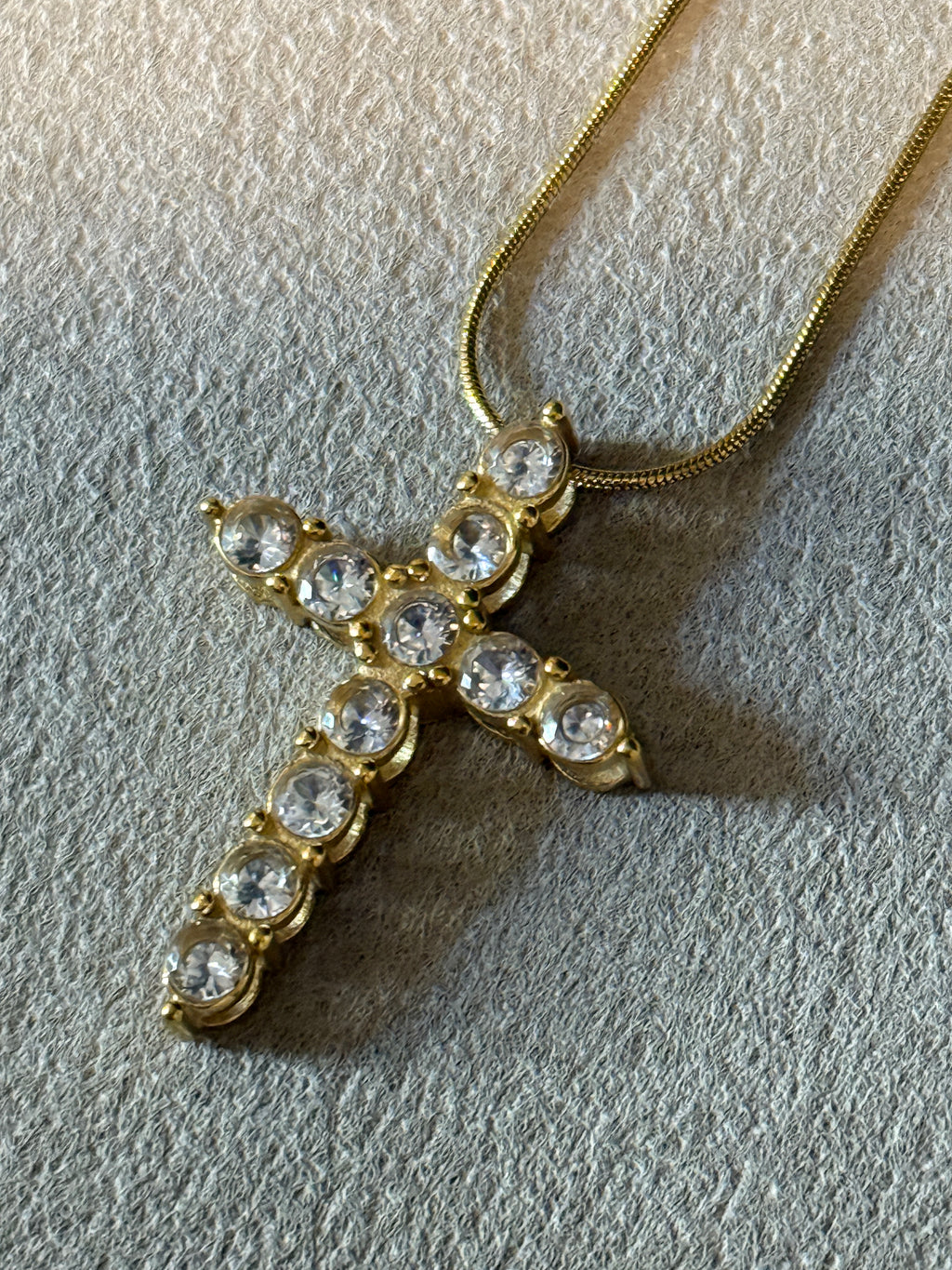Raeven 18K Gold Non-Tarnish CZ Cross Necklace