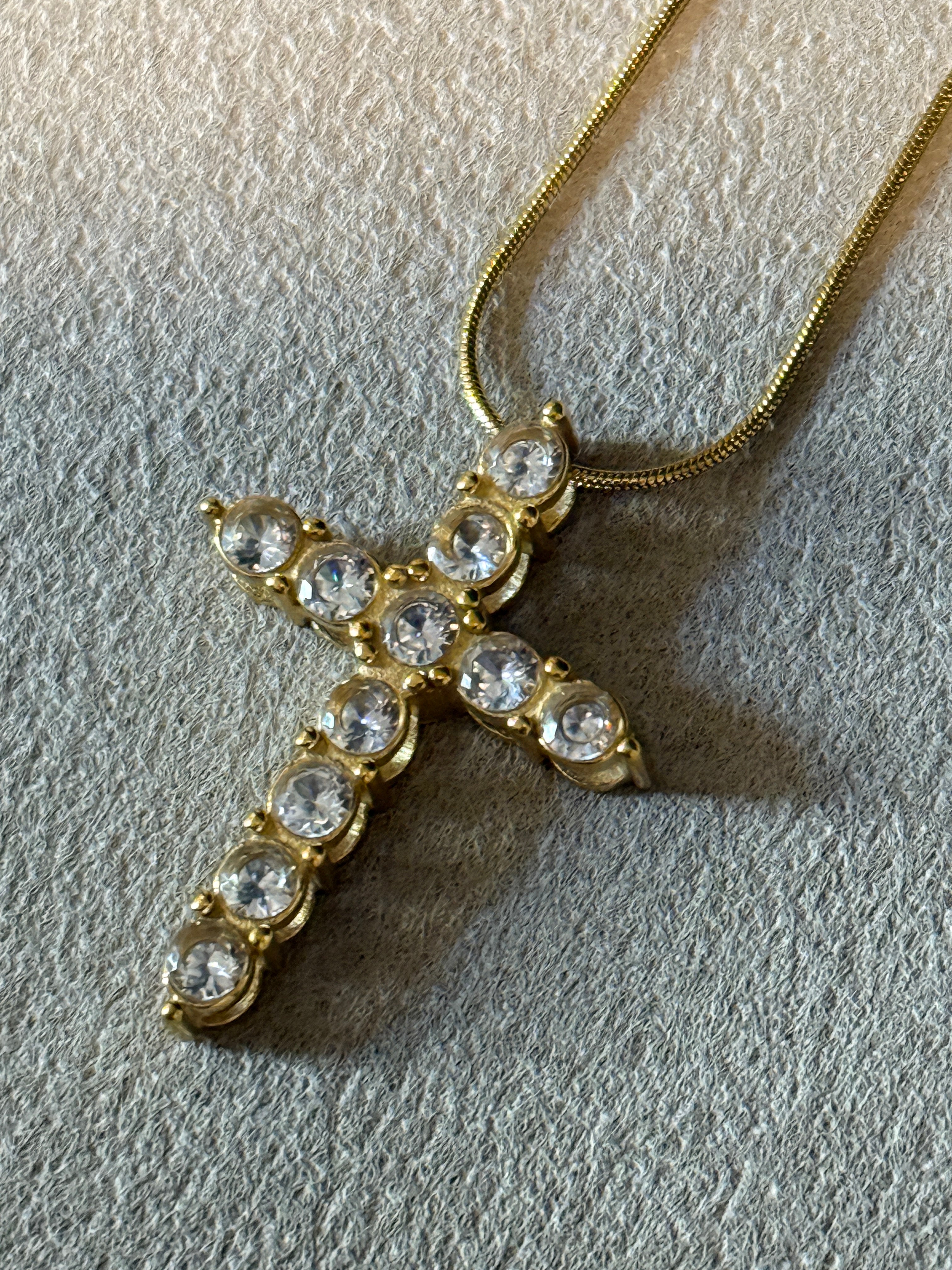 Raeven 18K Gold Non-Tarnish CZ Cross Necklace