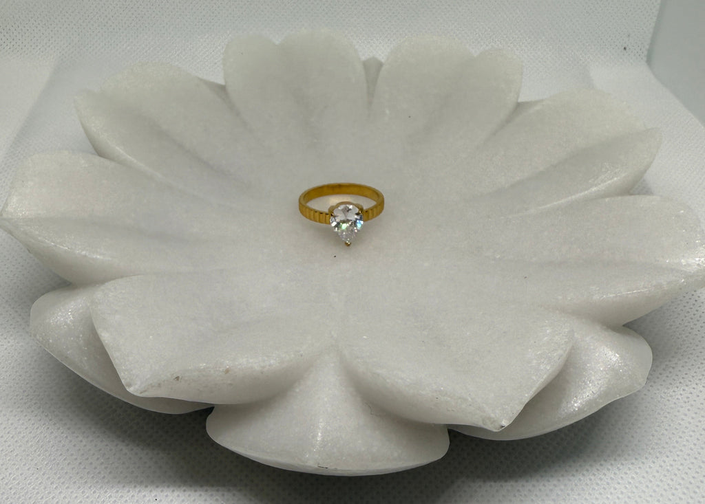 Emberlace 18K Gold Non-Tarnish Statement Pear Stone Ring
