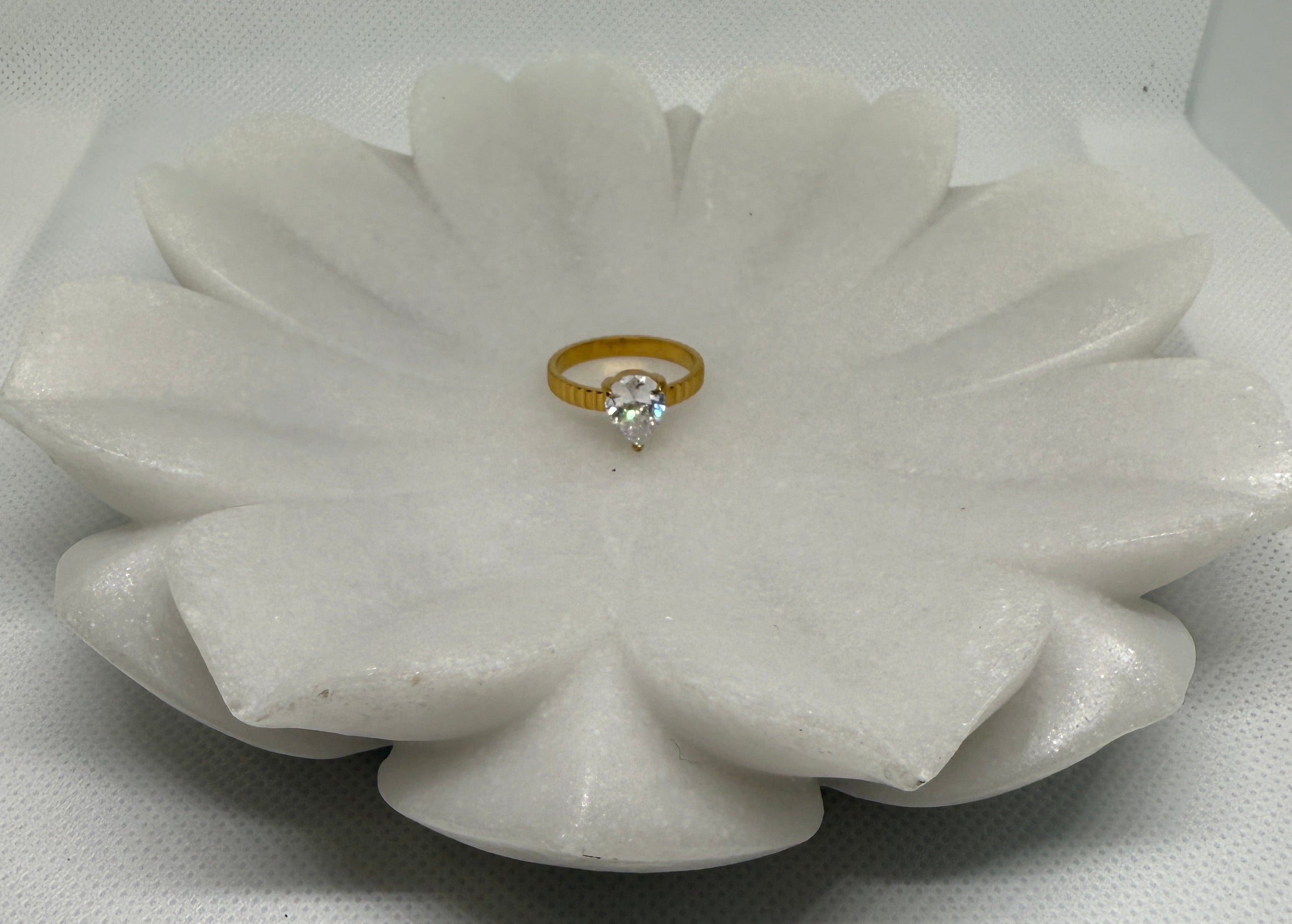 Emberlace 18K Gold Non-Tarnish Statement Pear Stone Ring
