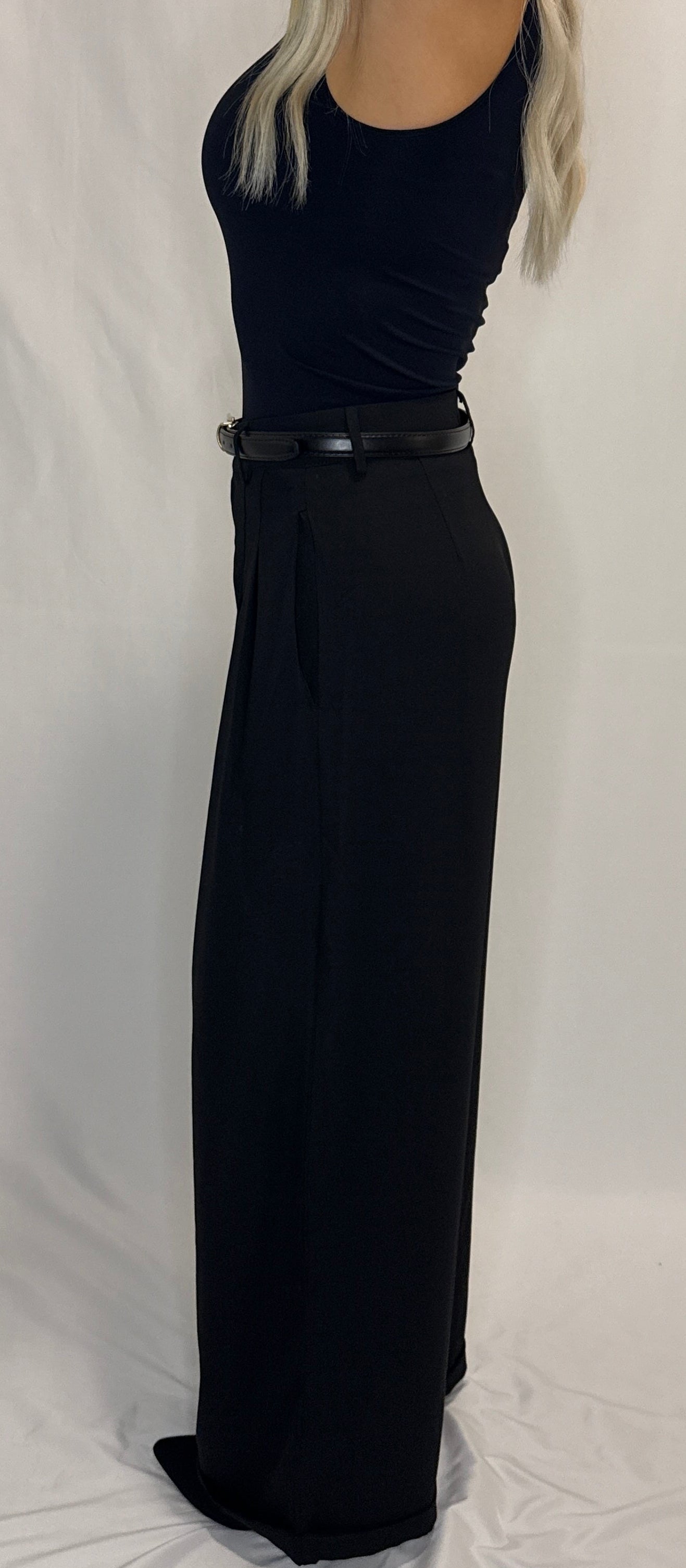 High-Waisted Pleated Wide Leg Trousers