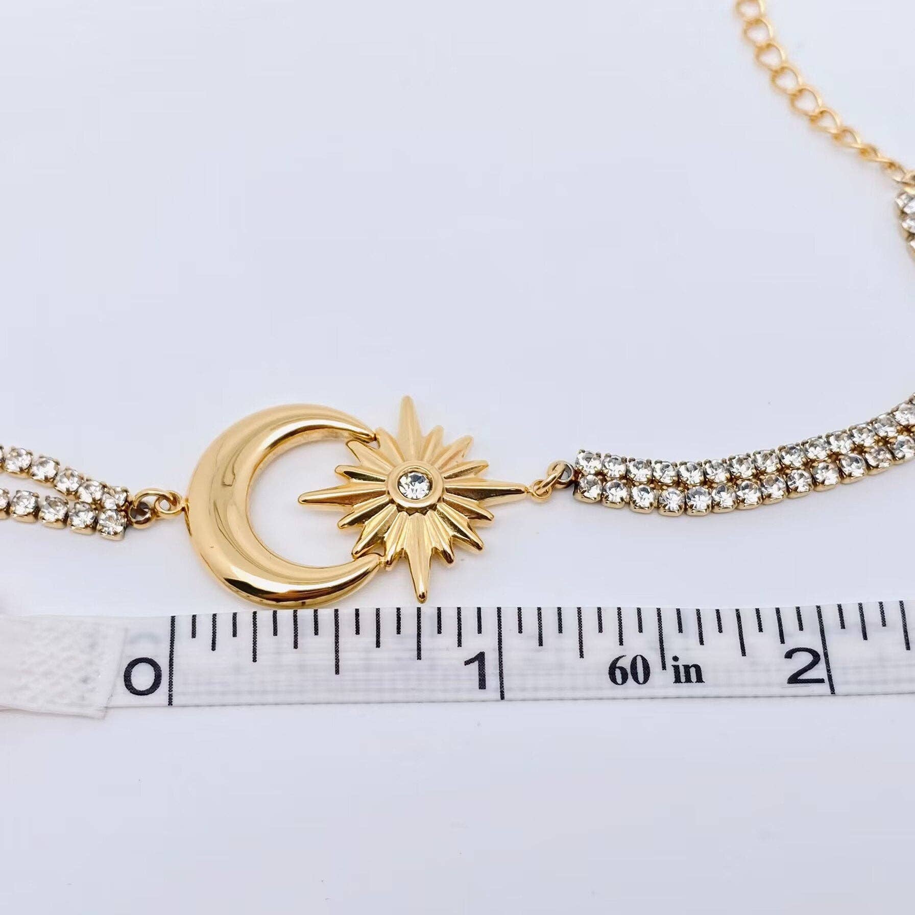 18K Gold Plated Star Moon  Cubic Zirconia Bracelet - FGS/MS