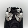 S.Steel Ray Heart Dangle Earrings