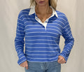 Long Sleeve Stripe Cotton Polo Shirt