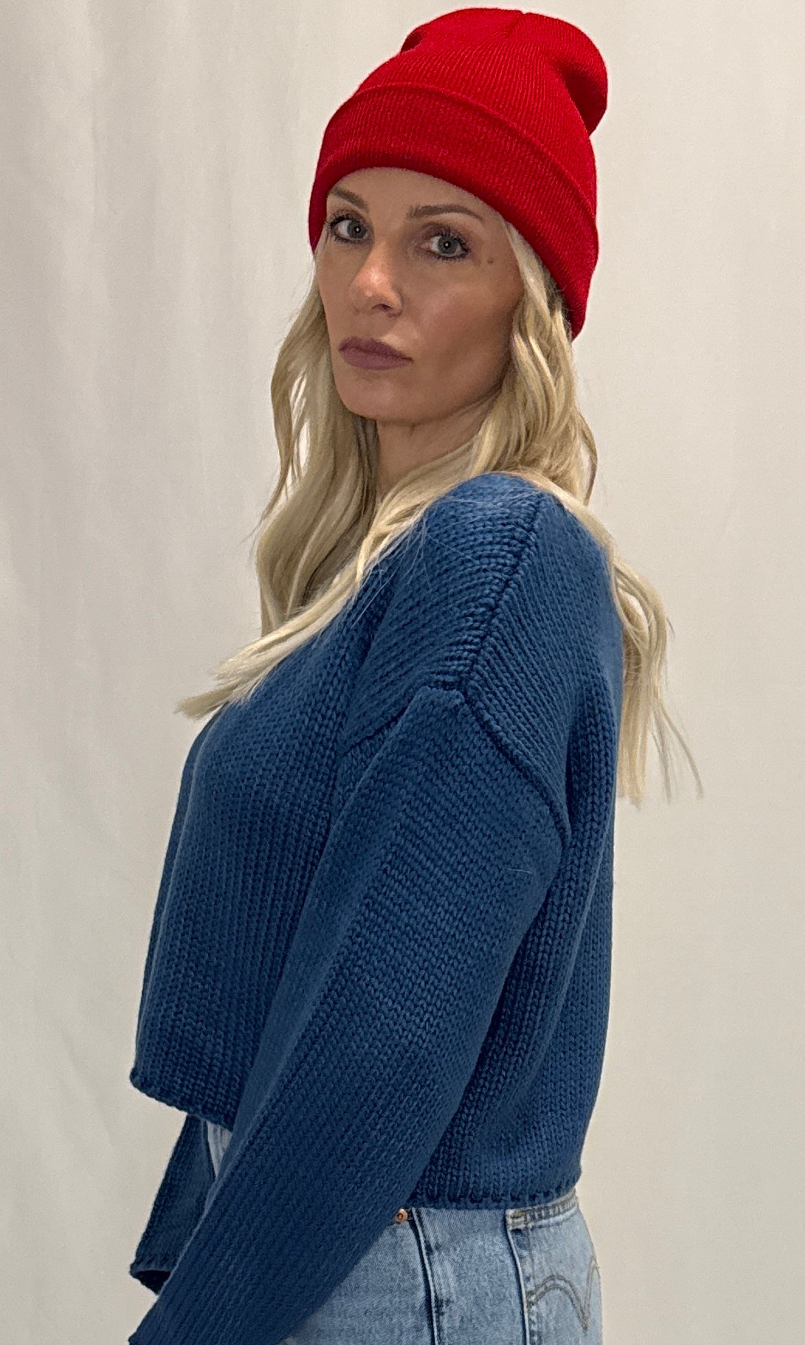 LONG SLEEVE BOAT NECK BOXY SWEATER TOP