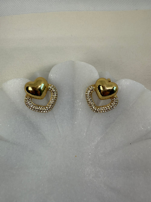 18K Gold Heart Earrings