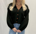 V-Neck Cuff Button-Up Long Sleeve Cardigan Sweater