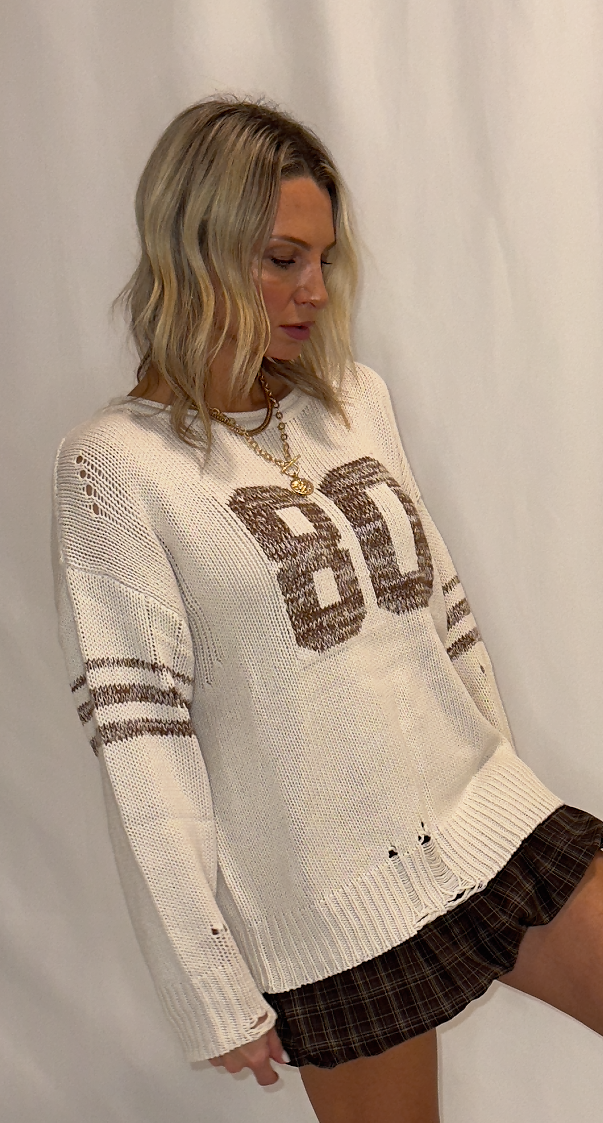 Varsity 80 Distressed Knit Pullover