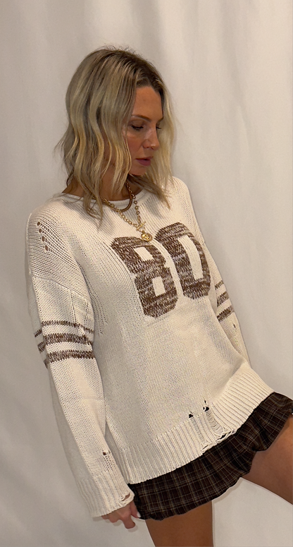 Varsity 80 Distressed Knit Pullover