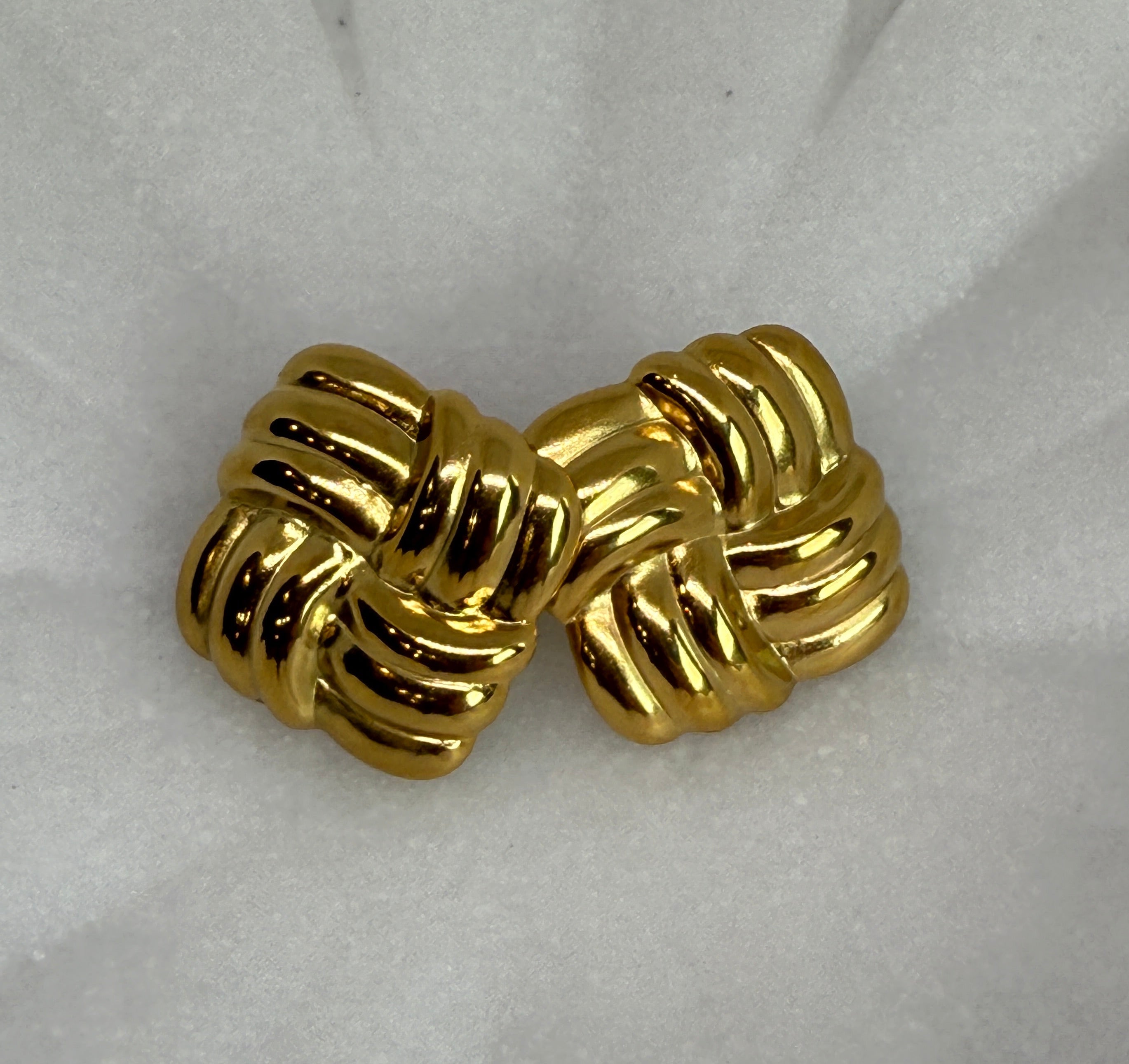 Luella 18K Gold Non-Tarnish Textured Knot Stud Earring