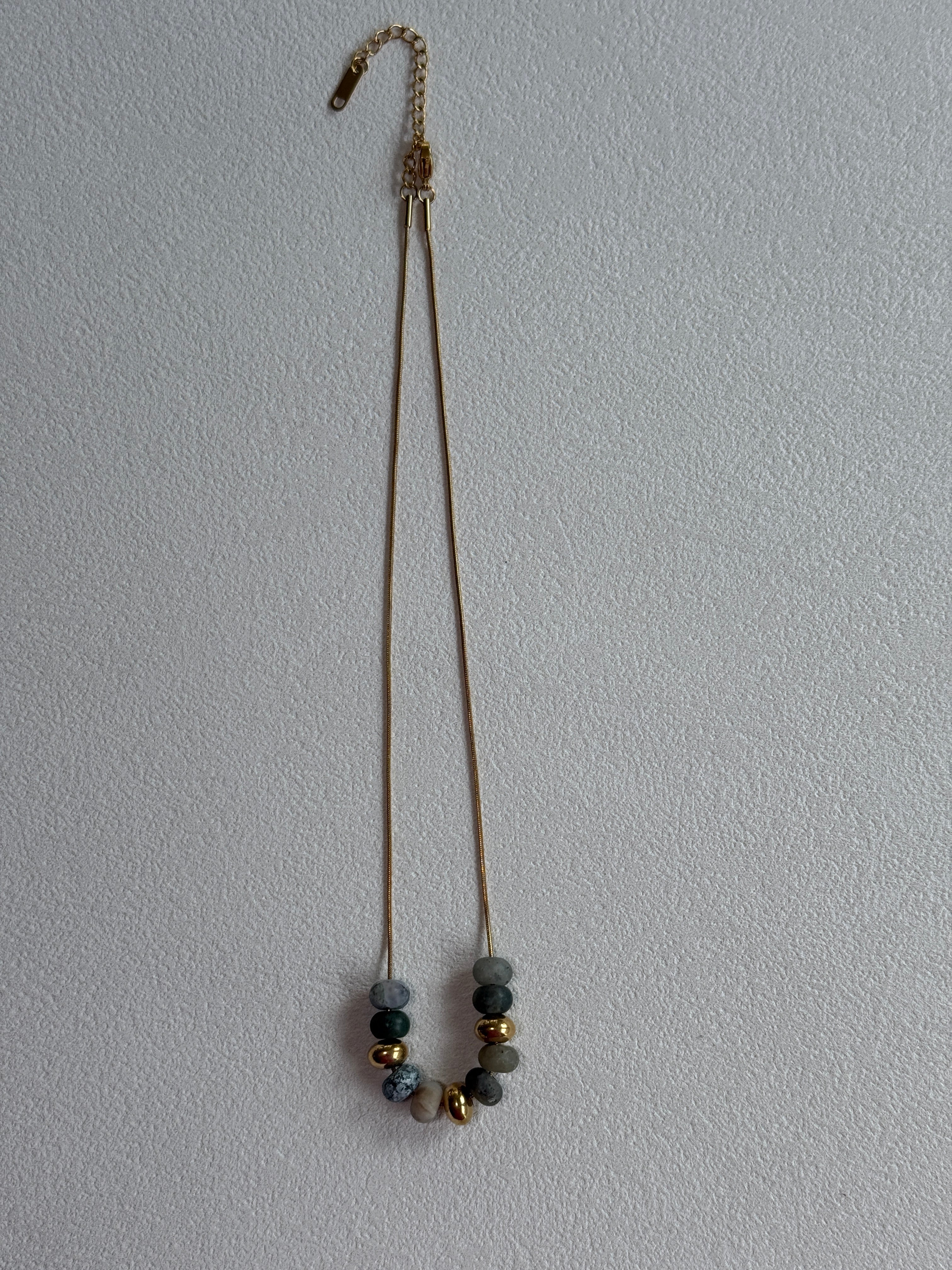 Natural Stone Beaded Charm 18K Gold Plated Necklace