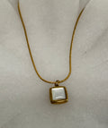 Berenice 18K Gold Non-Tarnish Square Shell Necklace