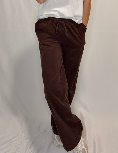 Elastic Waist Corduroy Long Pants