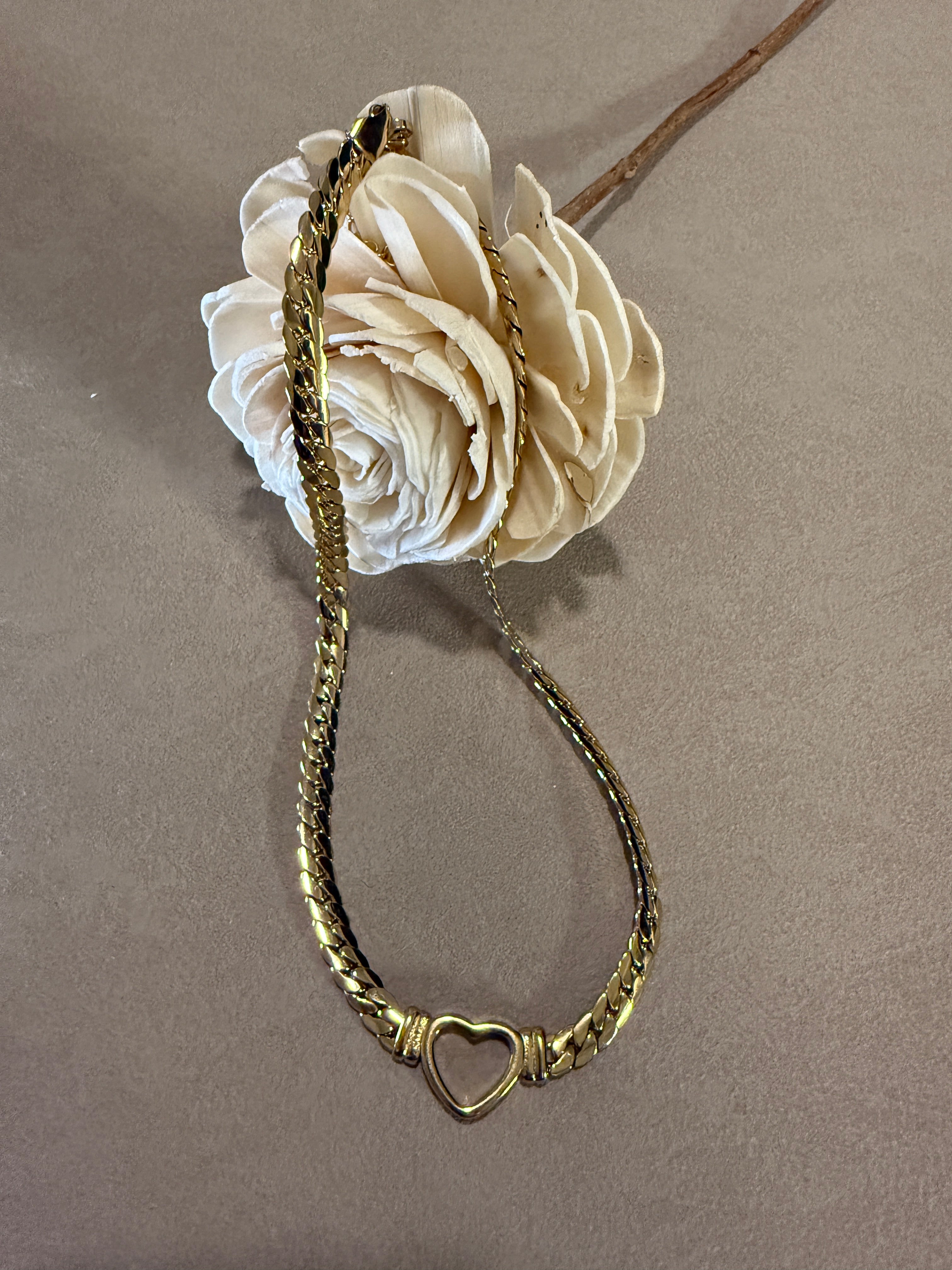 Tessa 14K Non-Tarnish Heart Snake Chain Necklace