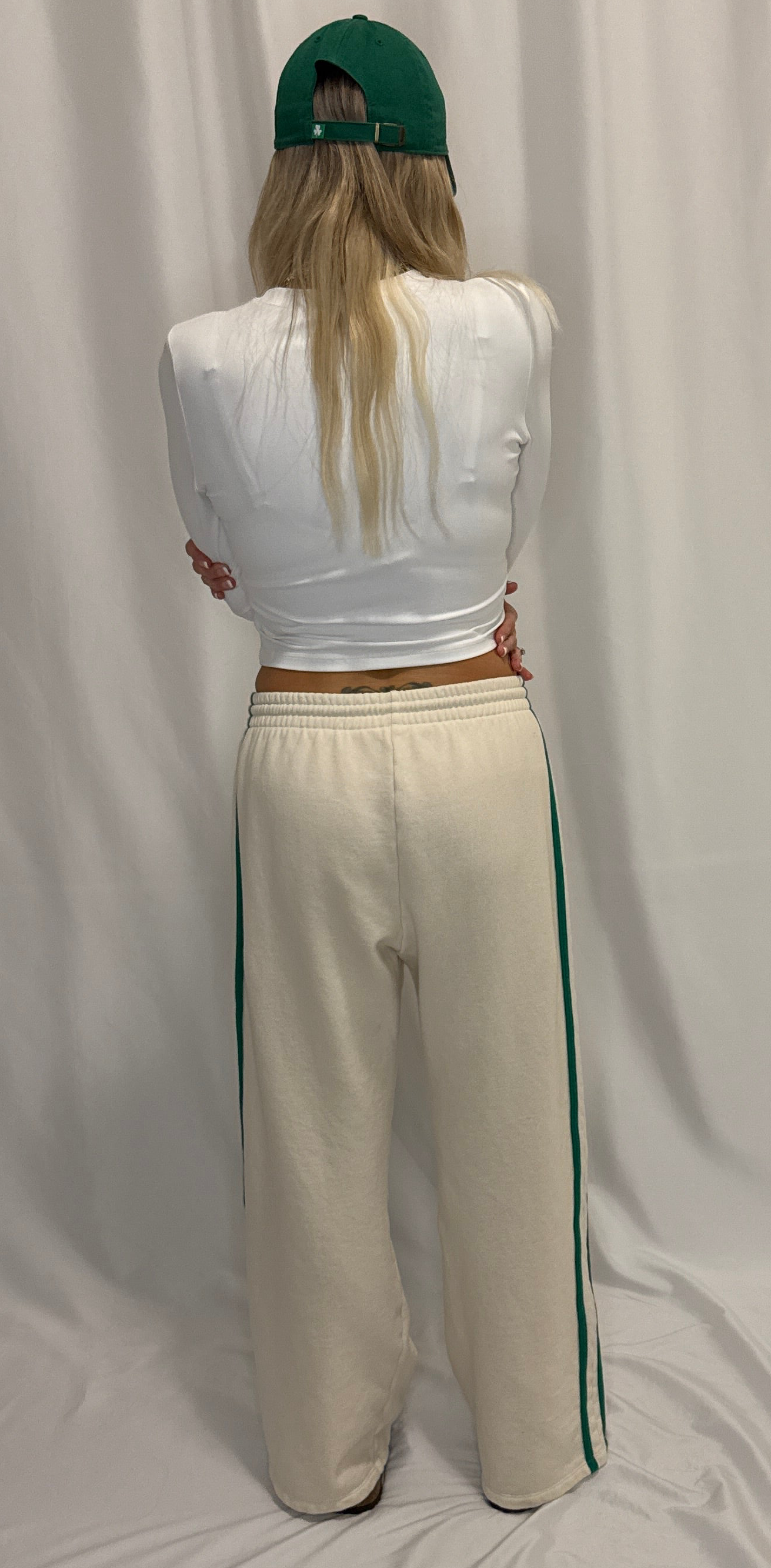 Knit Cotton French Terry Side Contrast Trim Pants
