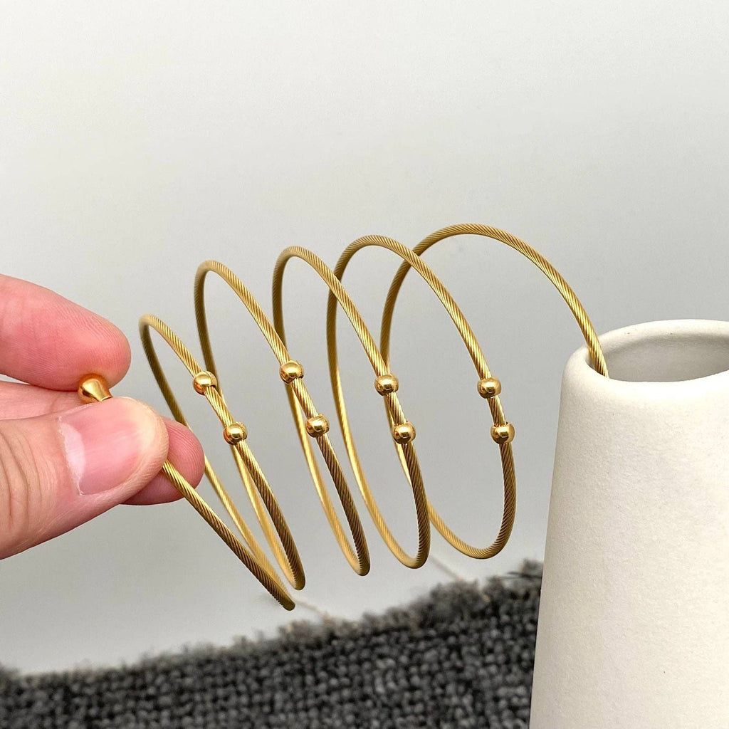 18K Gold-plated SS Multi-layer Spring Design Bracelet