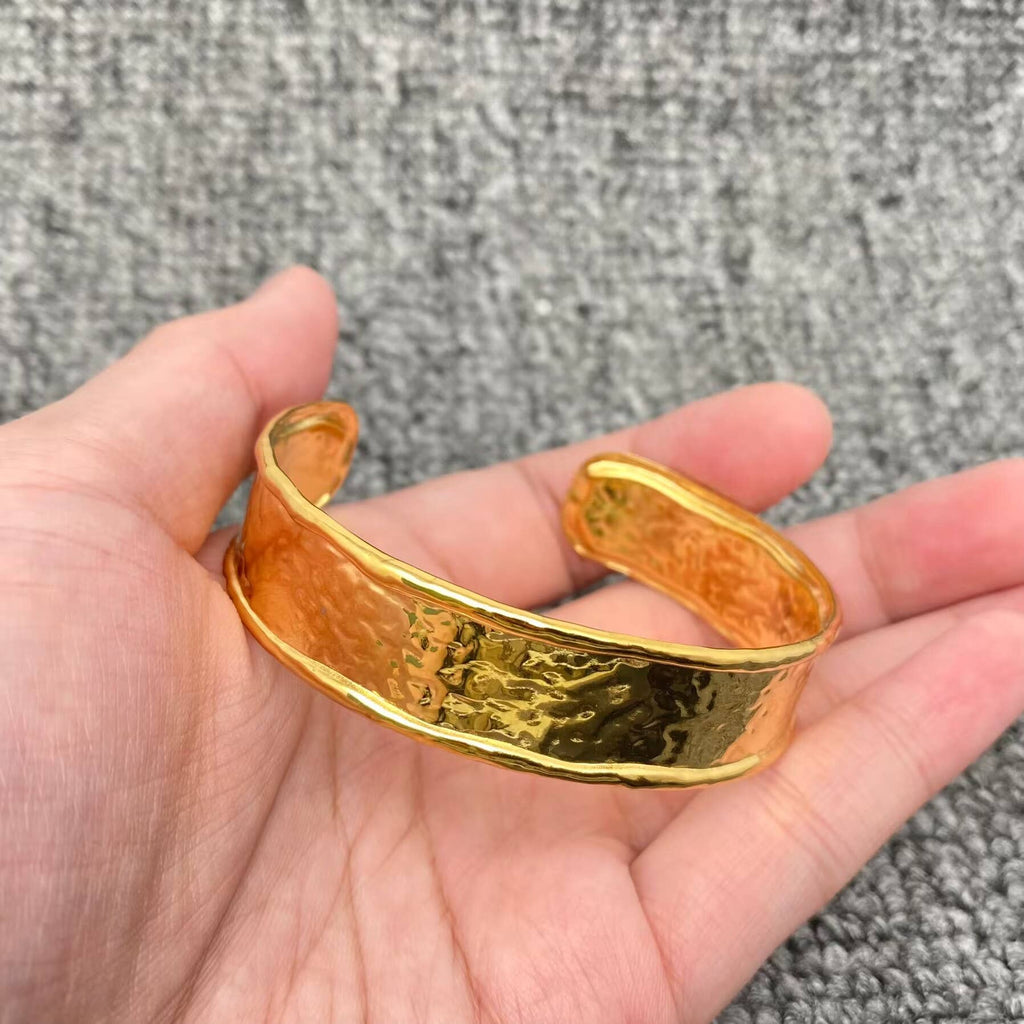 Hammered Texture 18K Gold Plated Cuff