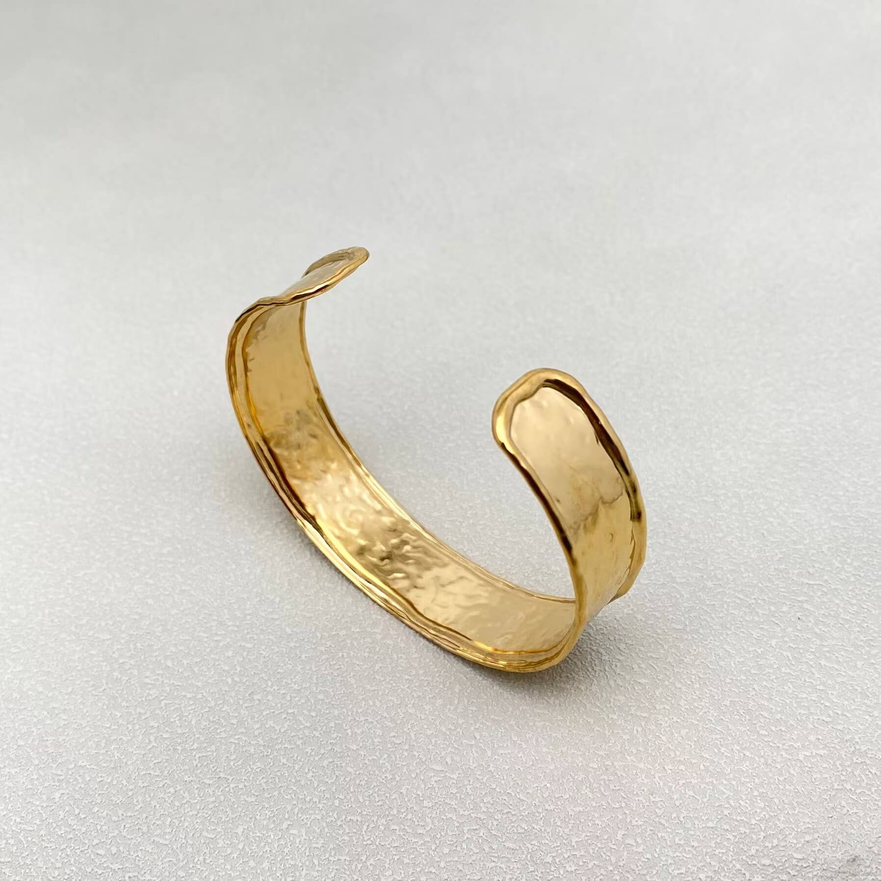 Hammered Texture 18K Gold Plated Cuff