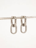 Serenelle 18K Gold Non-Tarnish CZ Oval Link Drop Earrings