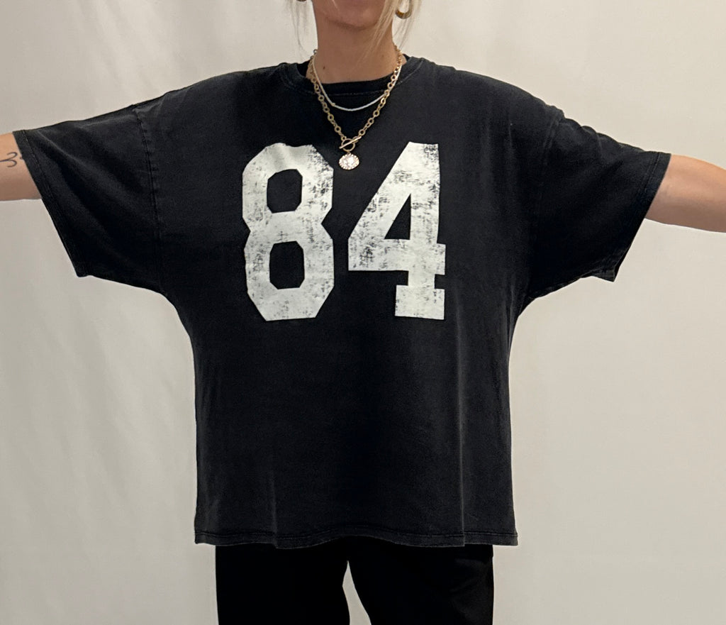 Mineral Washed Oversized Number Graphic T-Shirt