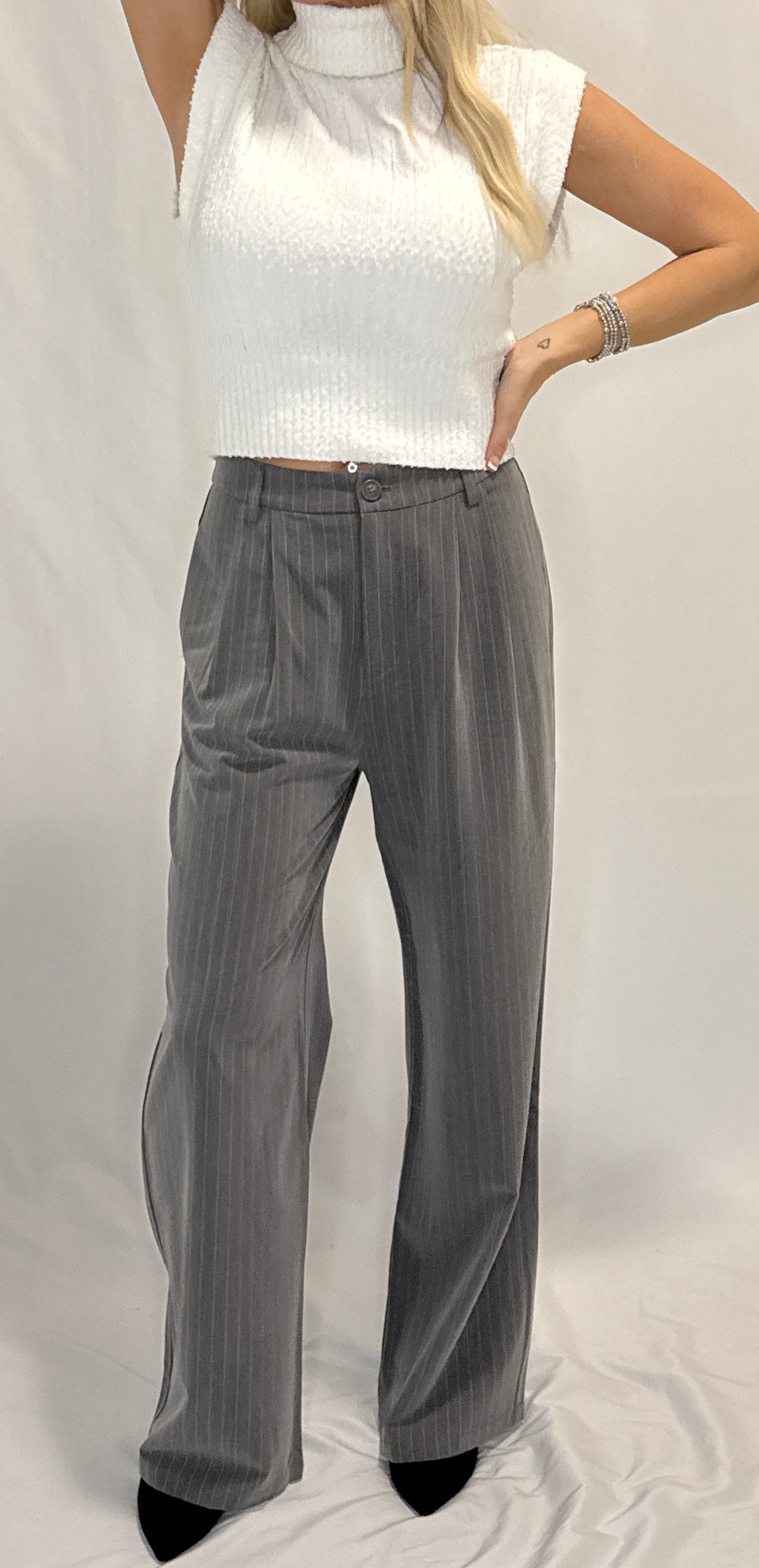 Pin Stripe Woven Straight Pants
