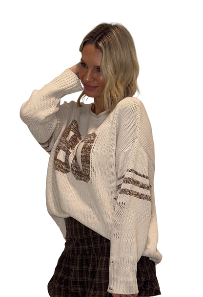 Varsity 80 Distressed Knit Pullover