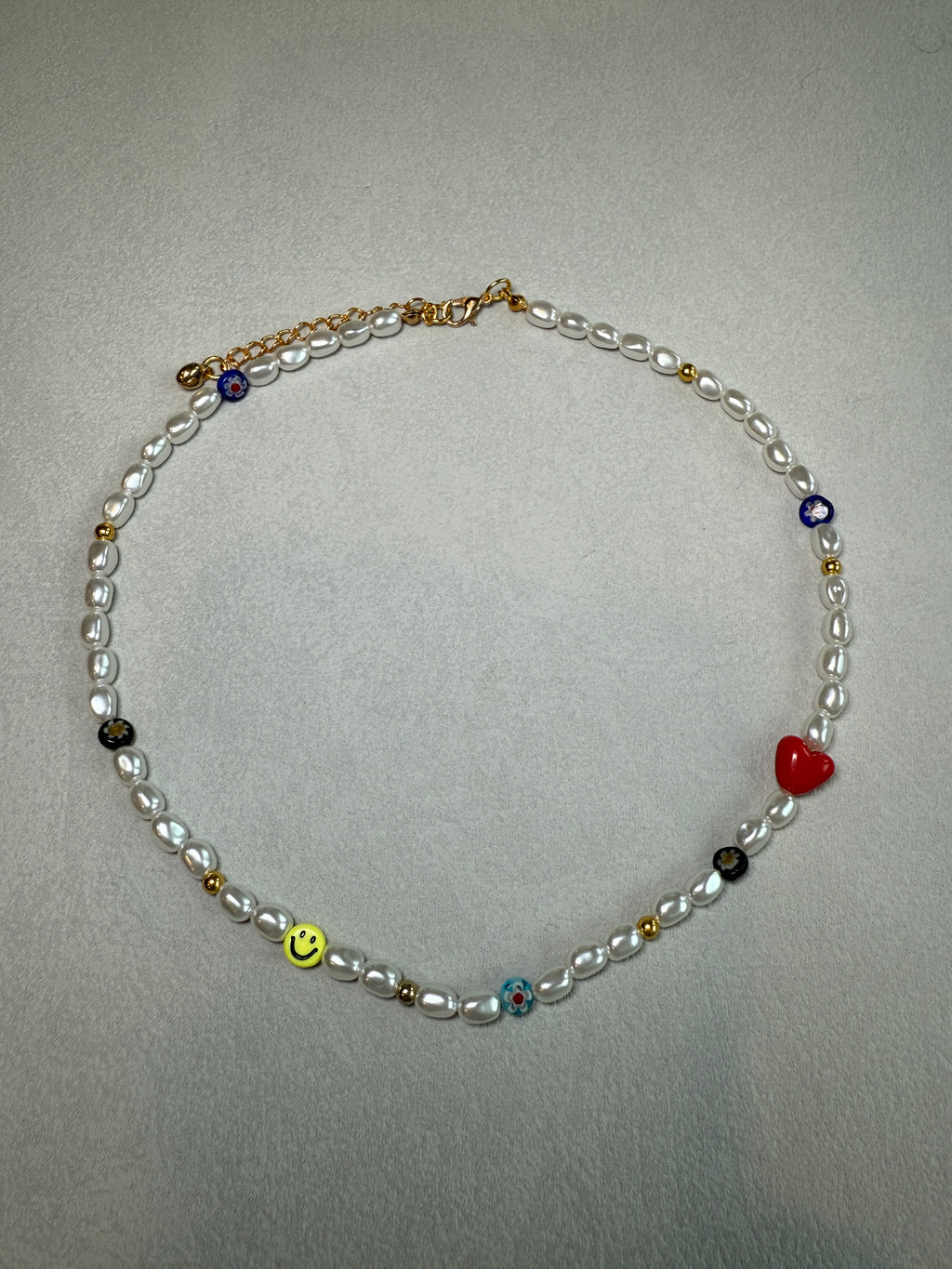 Smiley Face Sunflower Pearl Choker