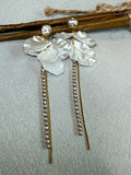 Zircon Fringe Resin Petal 18K Gold Earrings