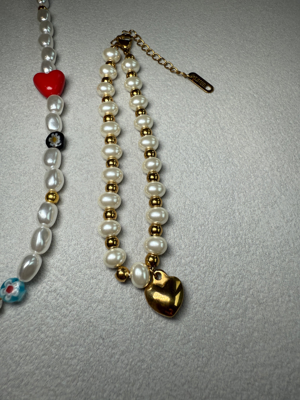 Heart Pendant Pearl Beaded Bracelet