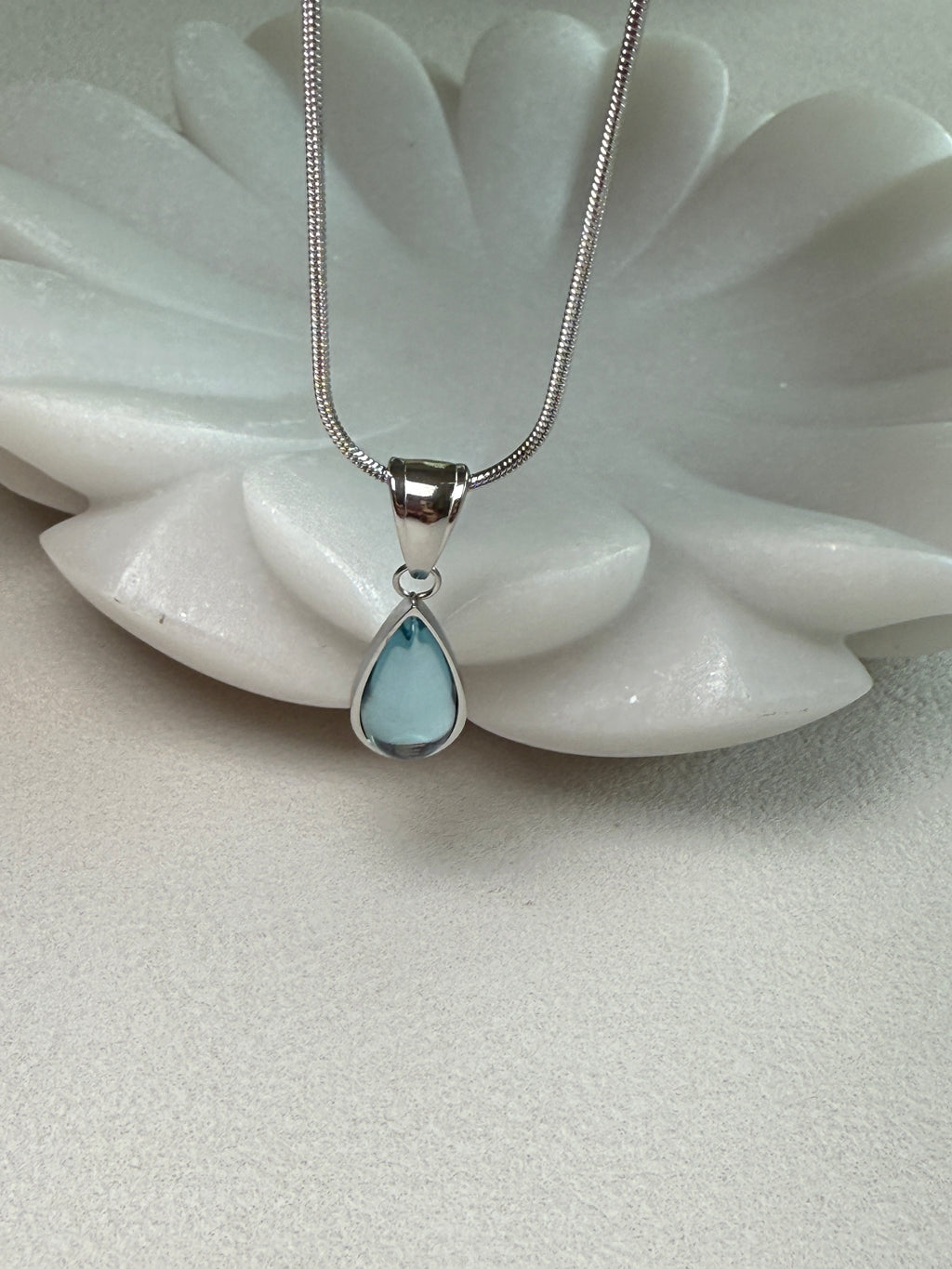 Teardrop Glass Charm 18K Gold Plated SS Necklace (Two Colors)