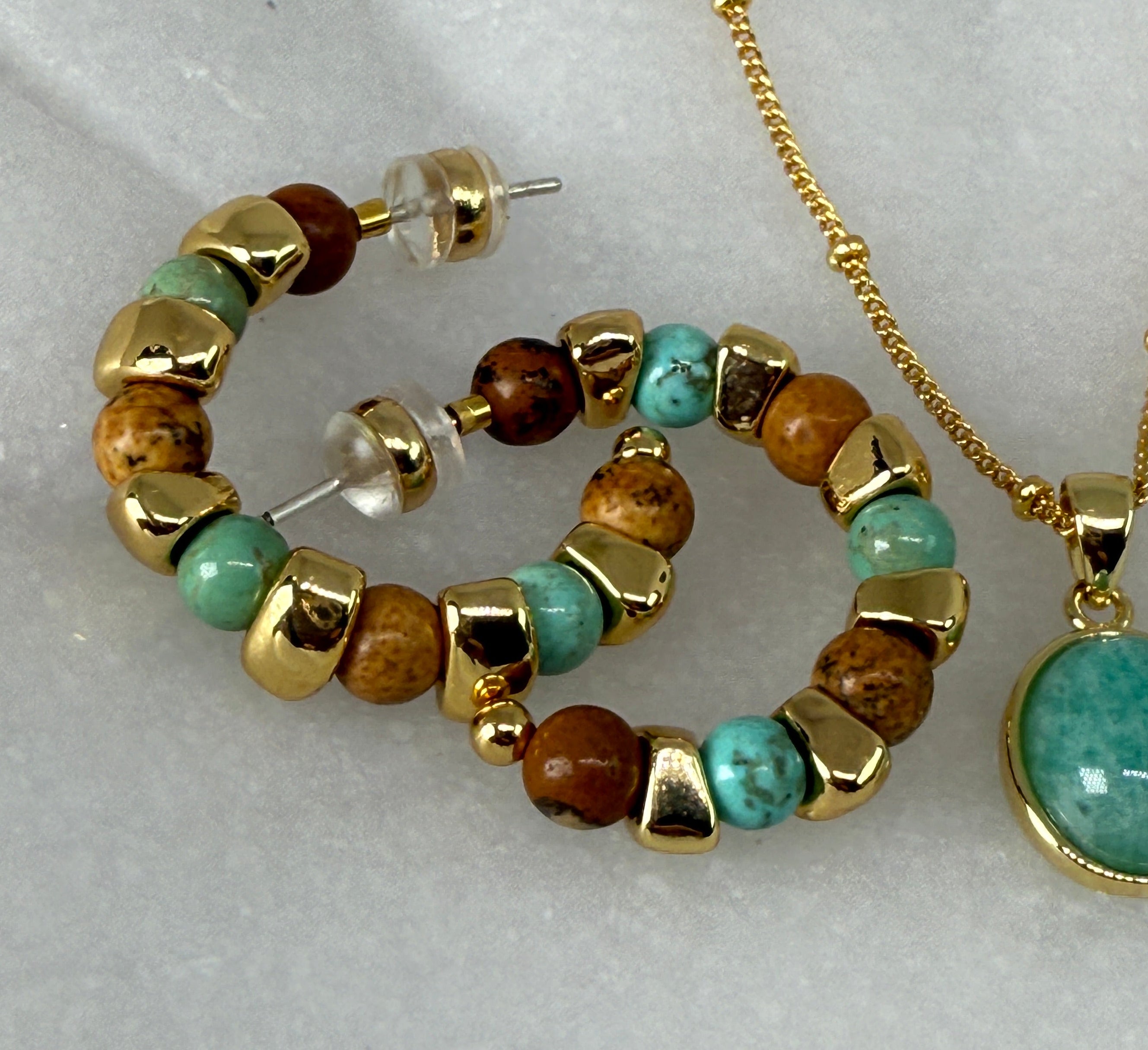 Noisette 18K Gold Boho Beaded Hoop Earrings