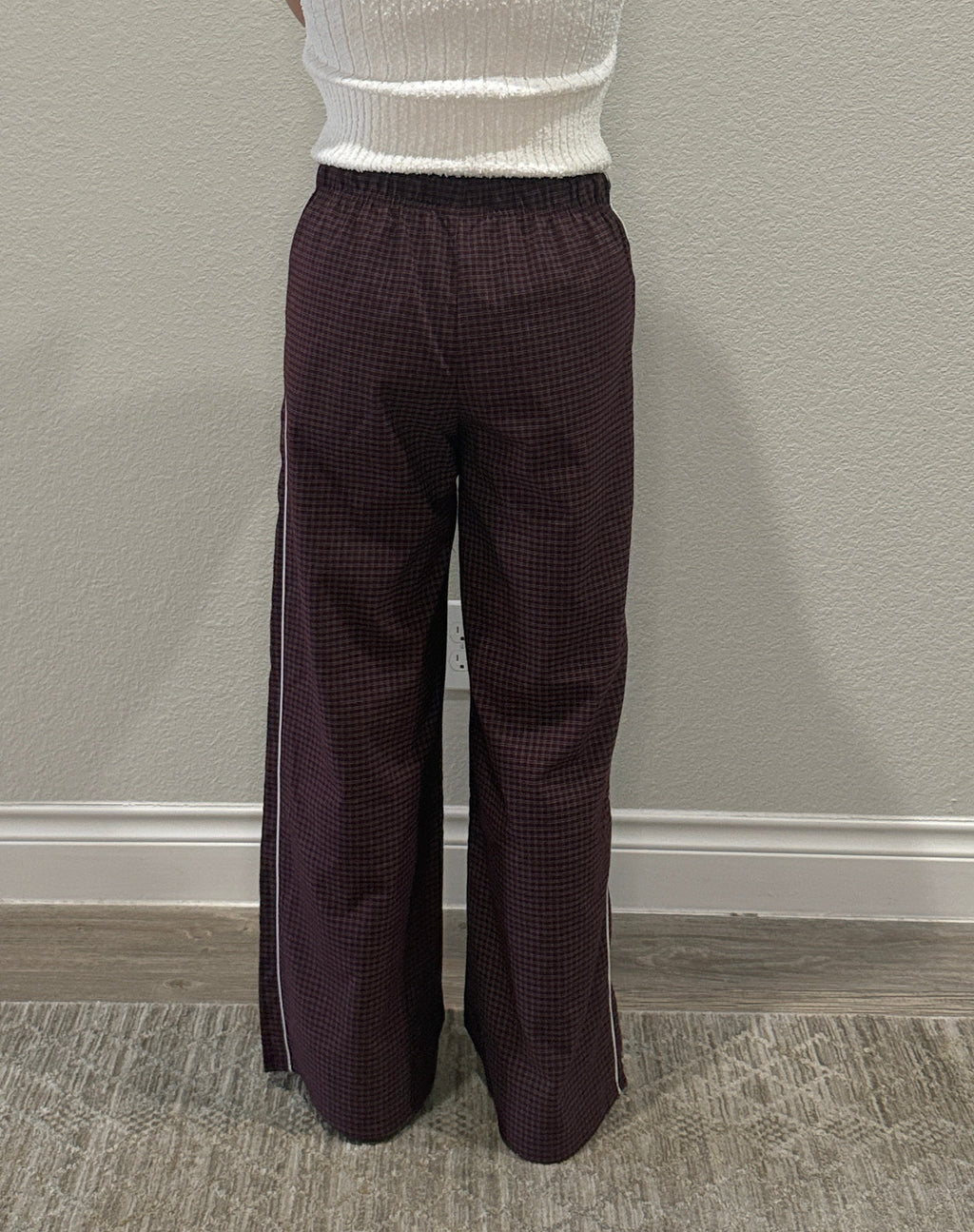 Check Woven Long Pants (2 colors)