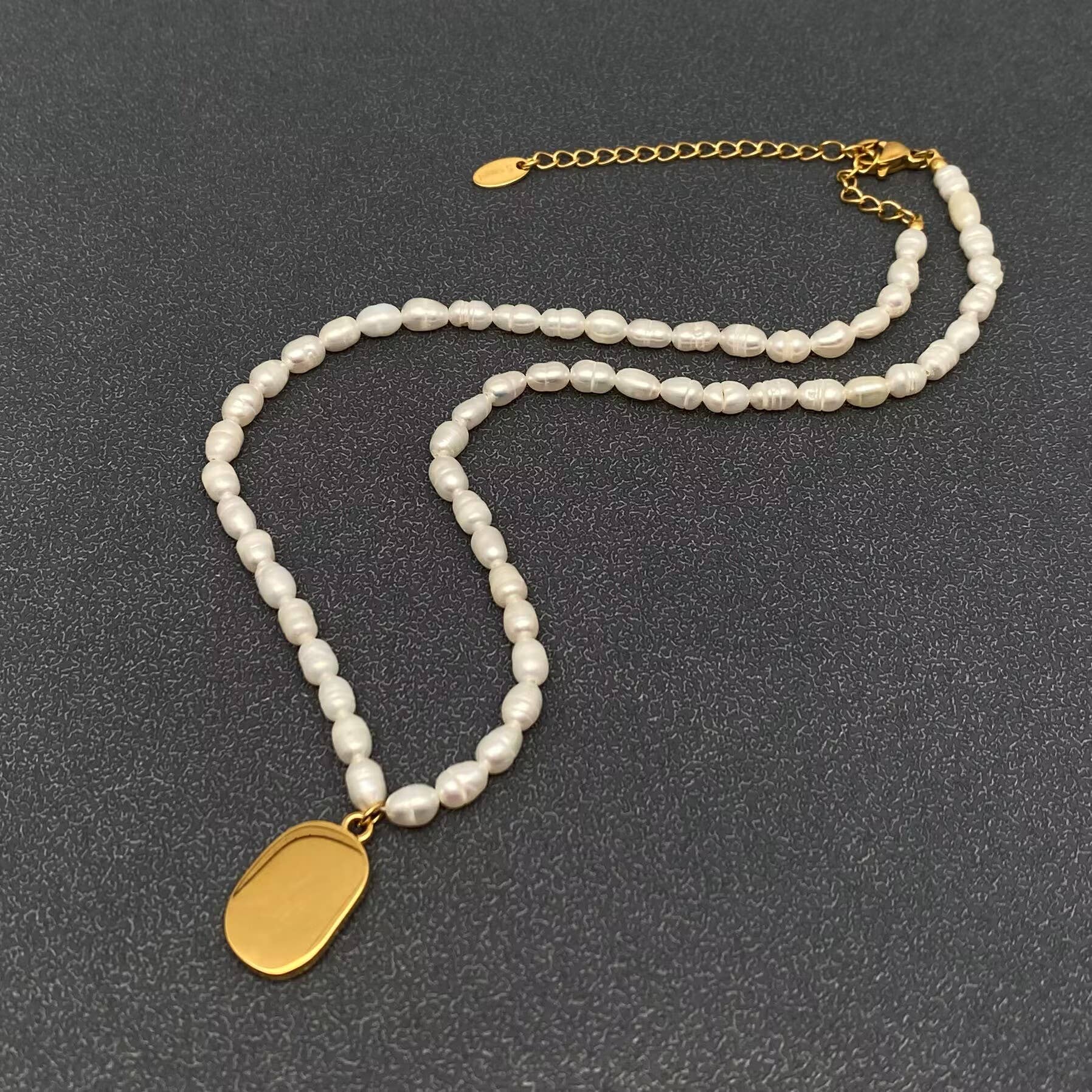 18K Gold Plated SS Flower Charm Pearl Beaded Necklace