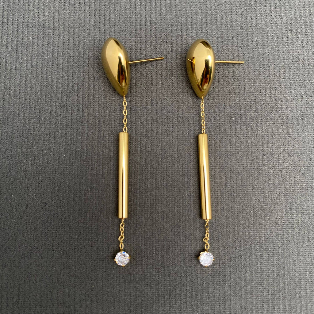 Glossy 18K Gold Plated Stainless Steel Earrings