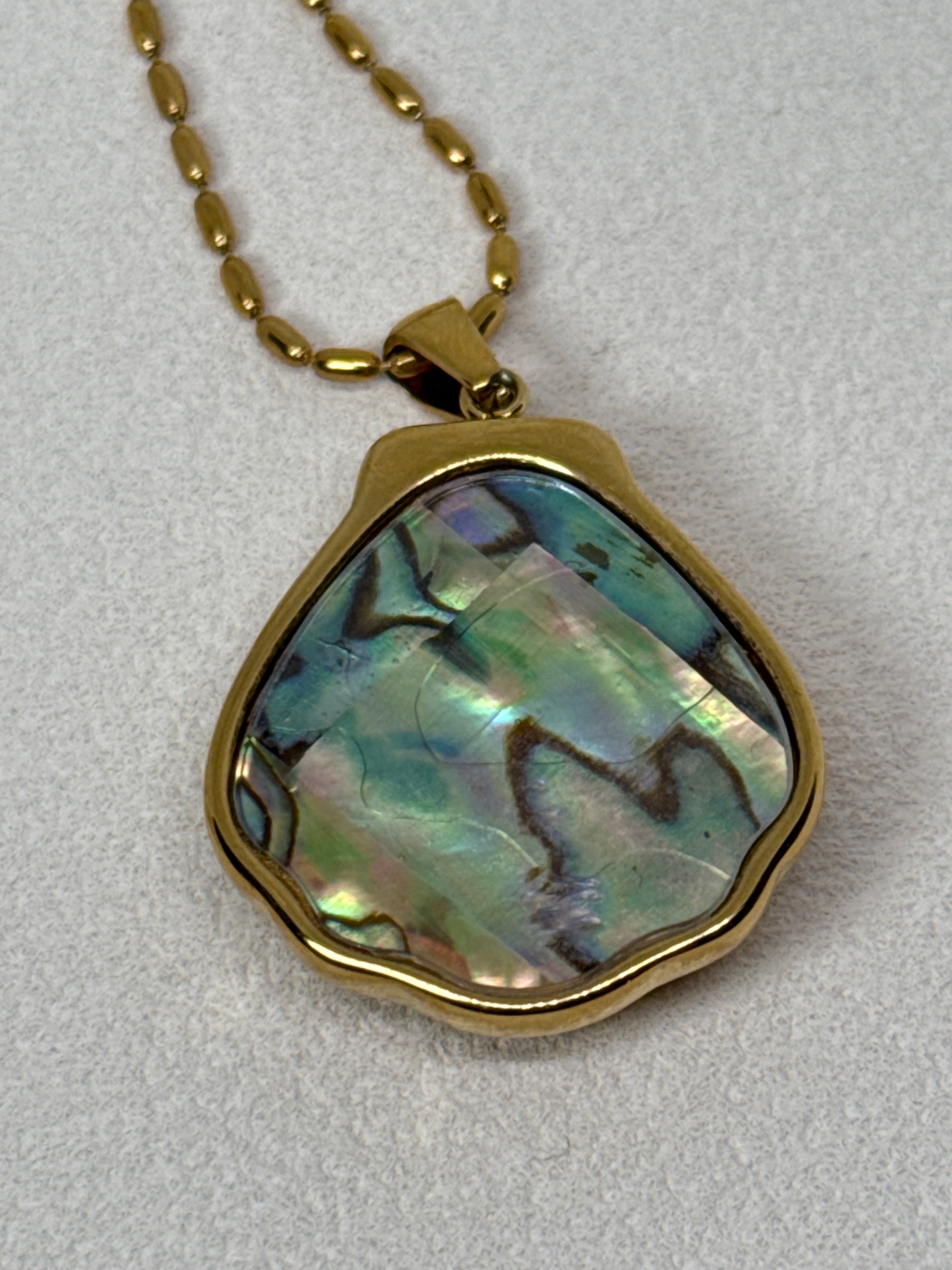 Cydnee 18K Gold Non-Tarnish Abalone Shell Necklace
