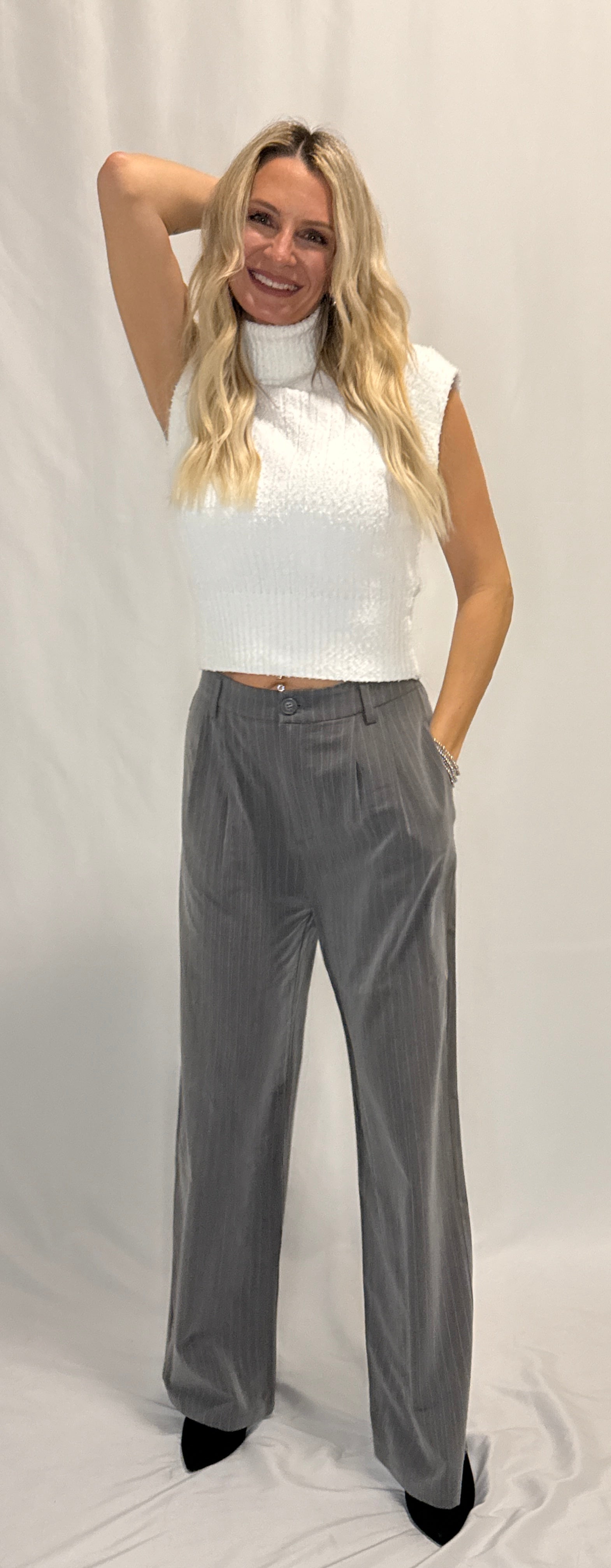 Pin Stripe Woven Straight Pants