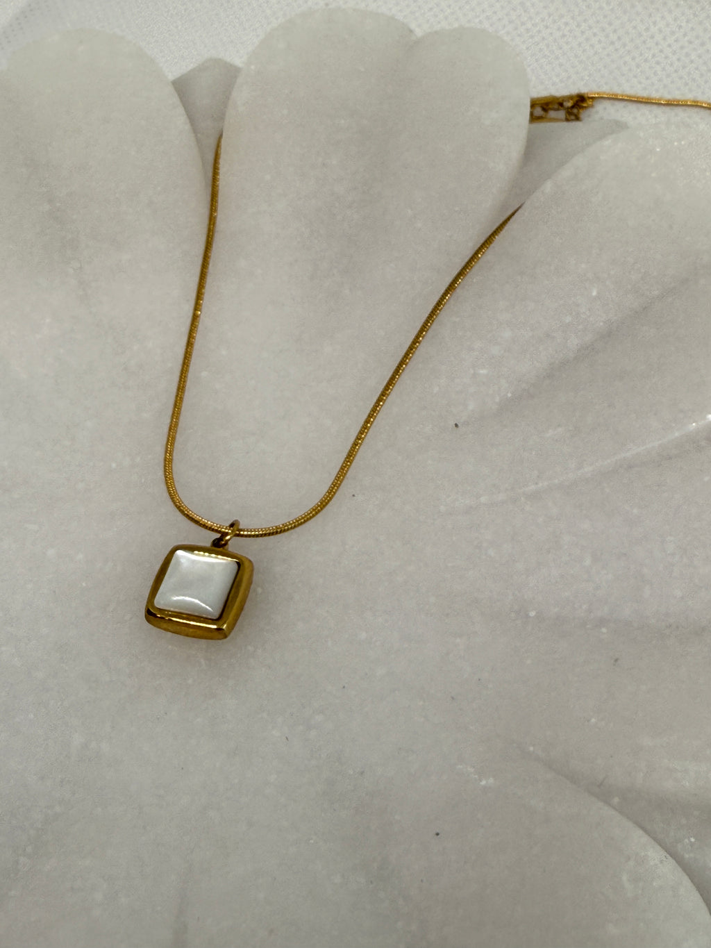 Berenice 18K Gold Non-Tarnish Square Shell Necklace