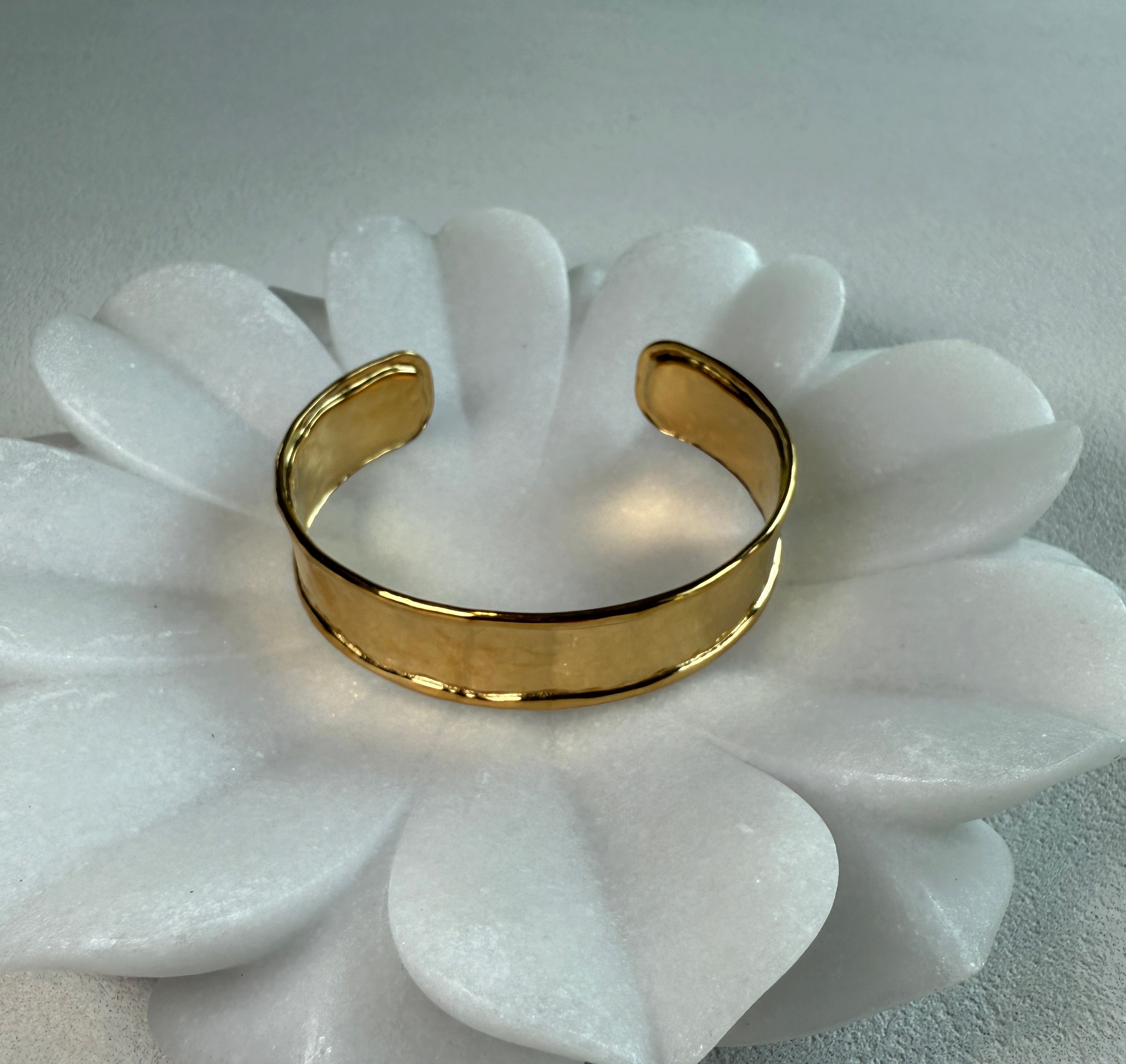 Hammered Texture 18K Gold Plated Cuff