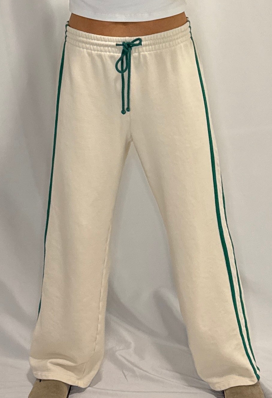 Knit Cotton French Terry Side Contrast Trim Pants