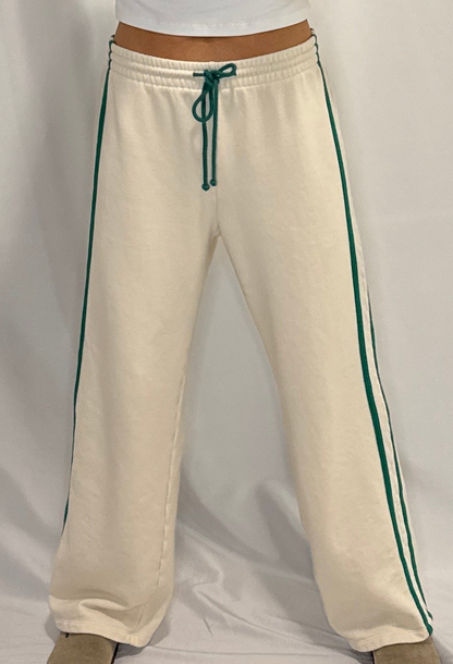 Knit Cotton French Terry Side Contrast Trim Pants