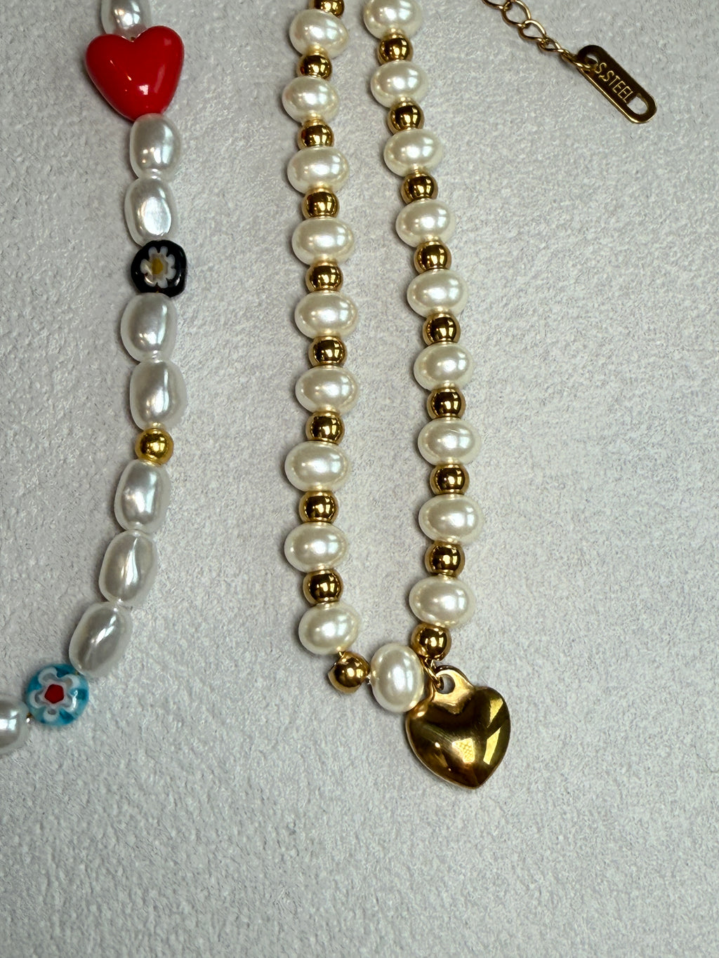 Heart Pendant Pearl Beaded Bracelet