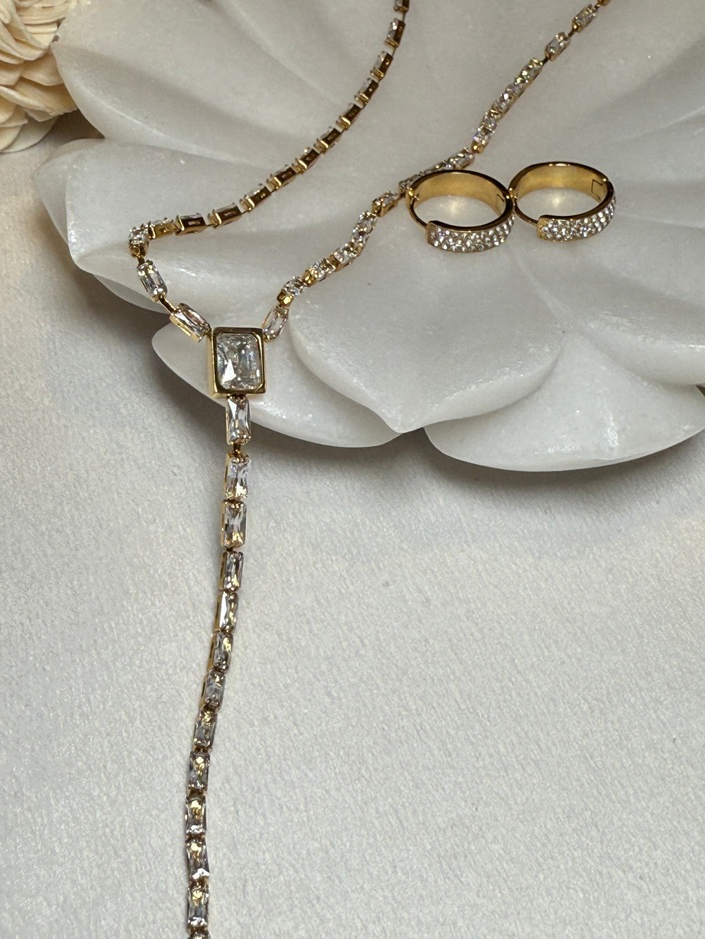 Cieline 18K Gold Non-Tarnish CZ Lariat Necklace