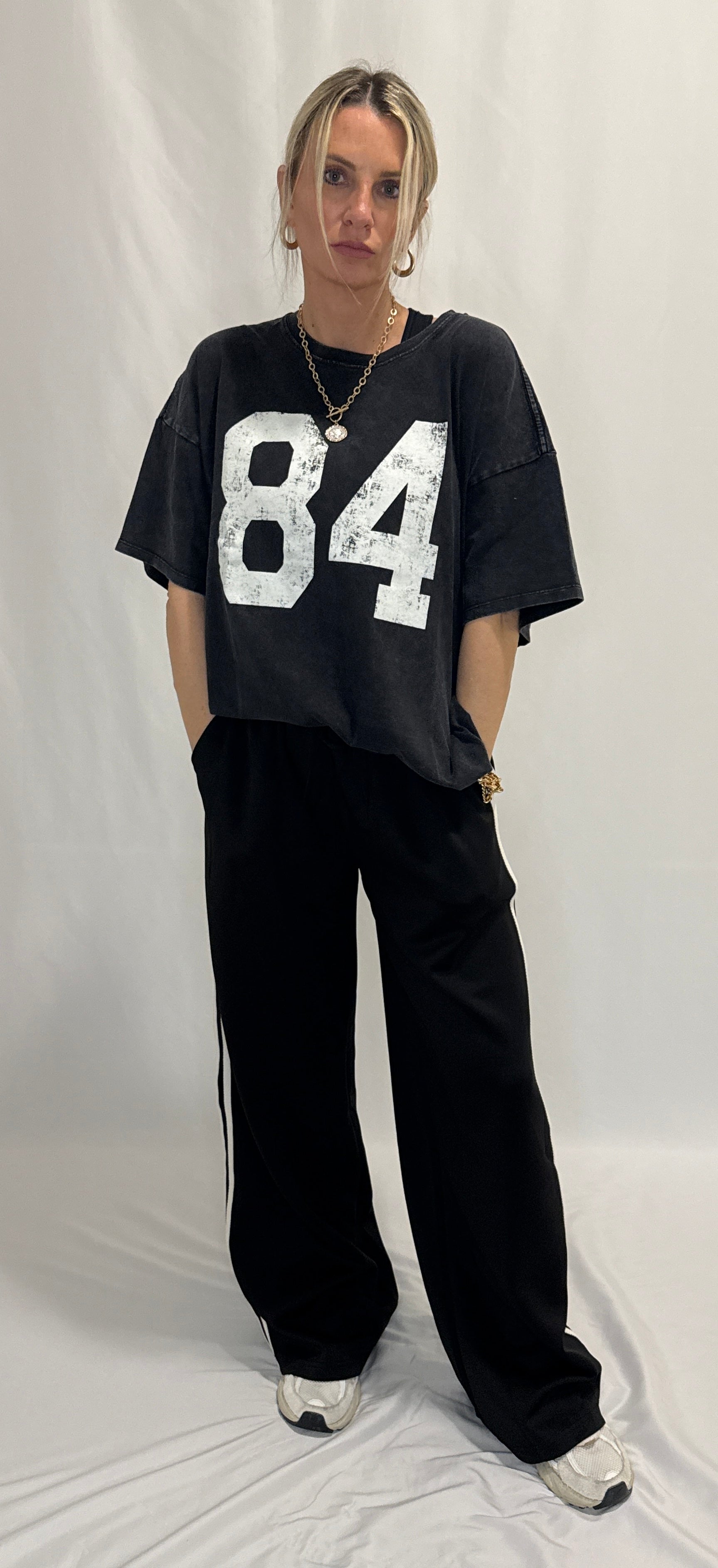 Mineral Washed Oversized Number Graphic T-Shirt