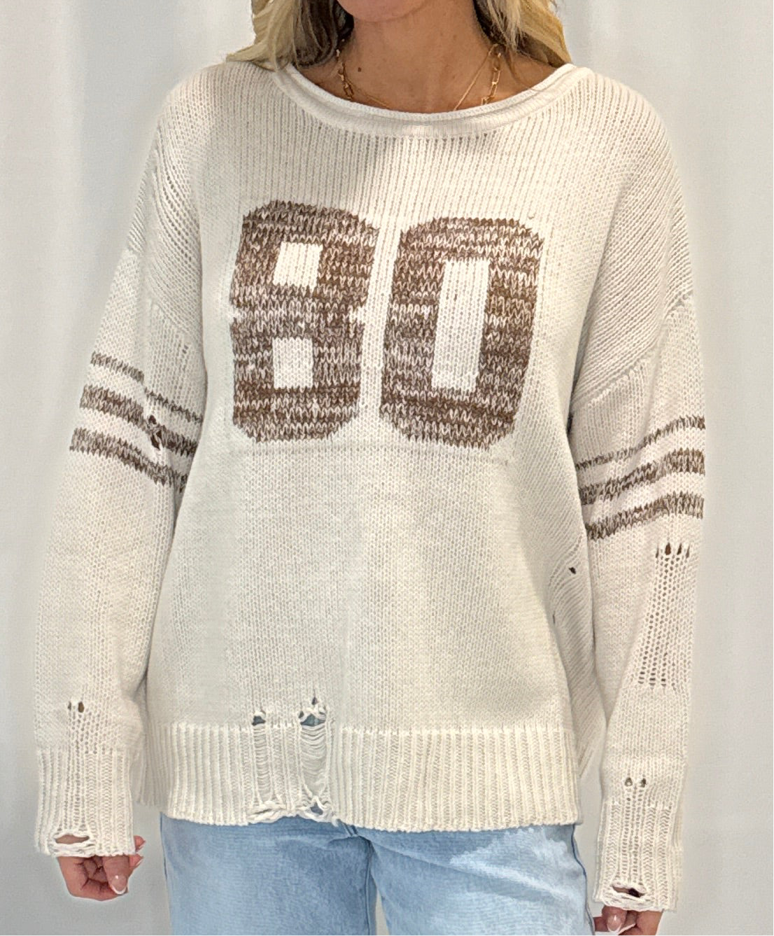 Varsity 80 Distressed Knit Pullover