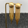 Gold Plated Metal Chain Fringe Matte Post Earrings