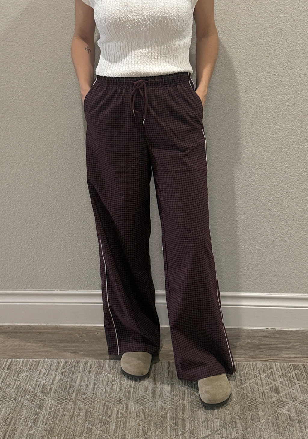 Check Woven Long Pants (2 colors)