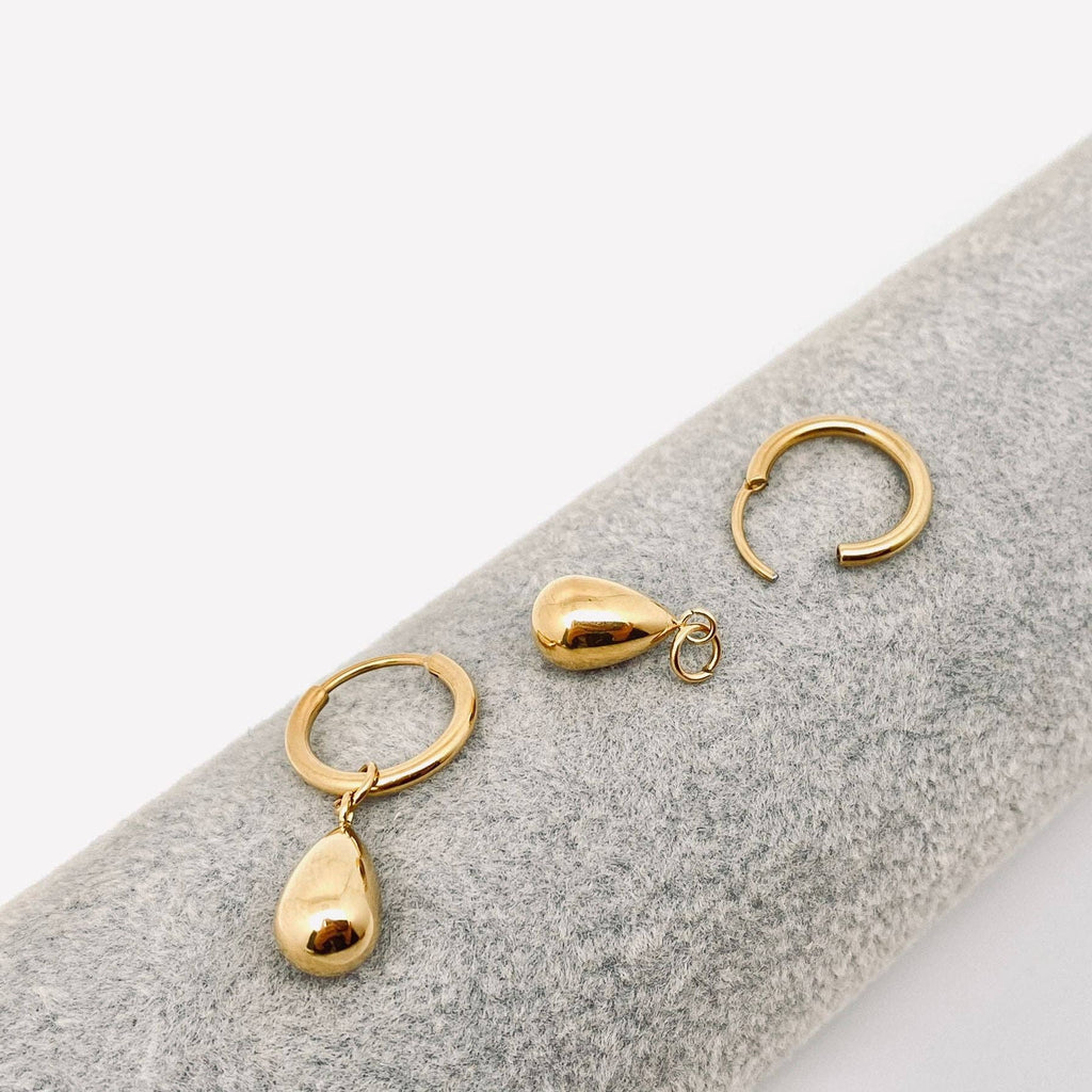 Teardrop 18k Gold Plated Stainless Steel Huggie Earrings
