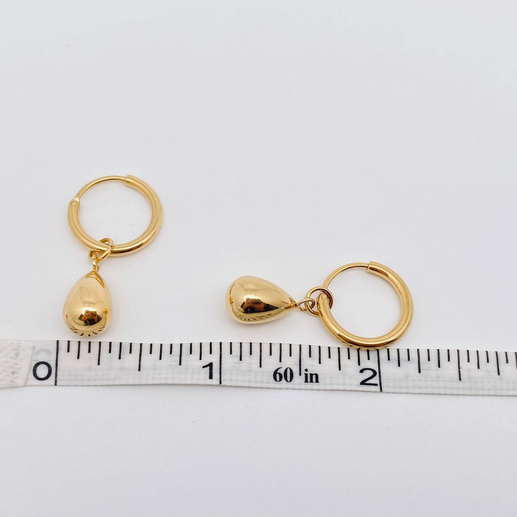 Teardrop 18k Gold Plated Stainless Steel Huggie Earrings