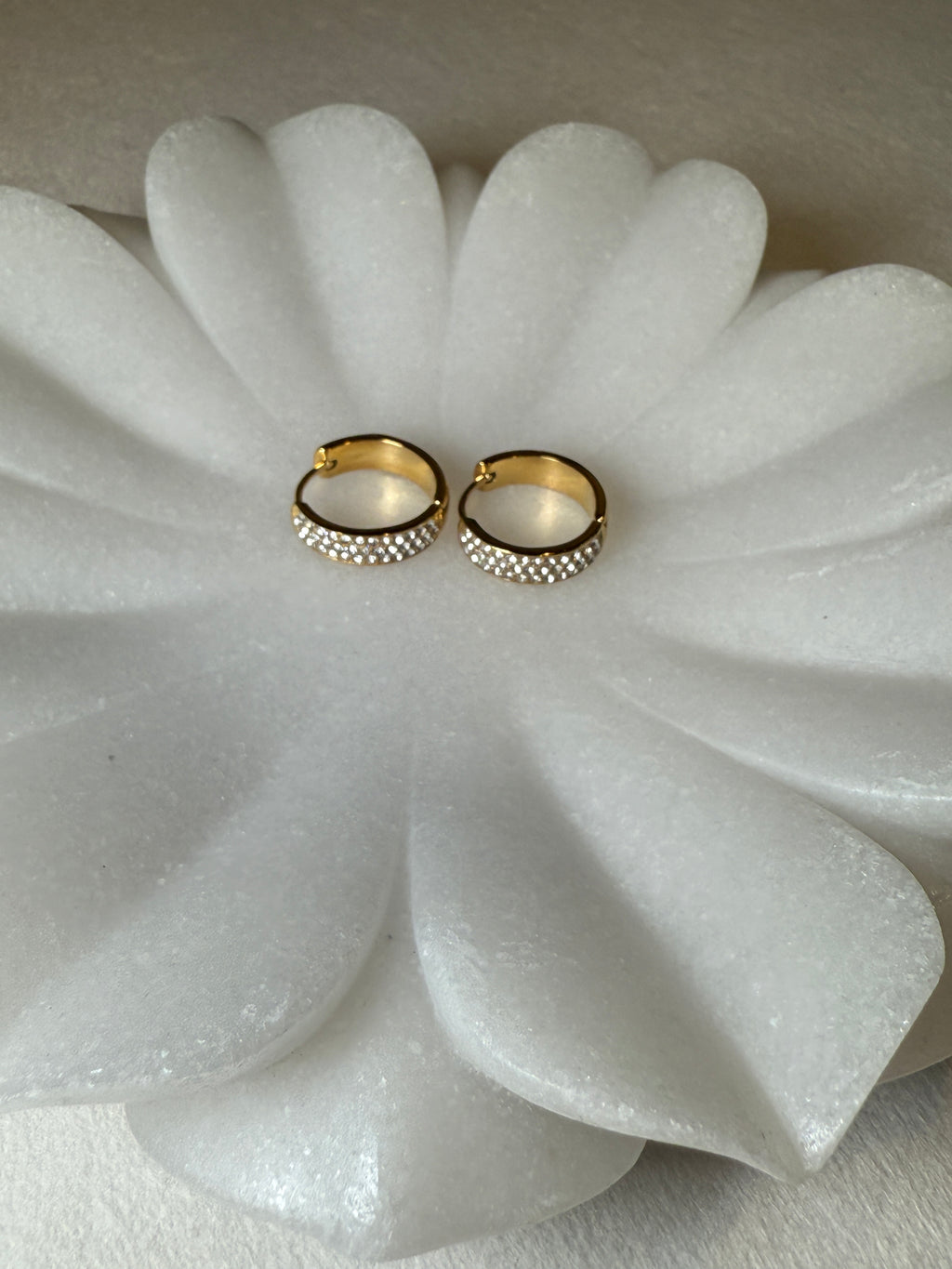 Zephira 18K Gold Non-Tarnish CZ Pave Hoop Earrings